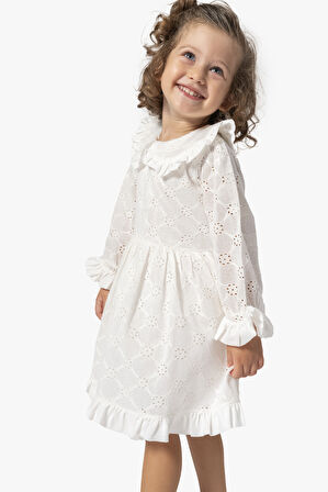 Kız Bebek Elbise Kız Çocuk Elbise Doğum Günü Parti Düğün Uzun Kollu Astarlı Pamuk Elbise