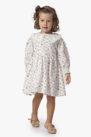 Kız Bebek Elbise Kız Çocuk Elbise Doğum Günü Parti Düğün Uzun Kollu Astarlı Pamuk Elbise