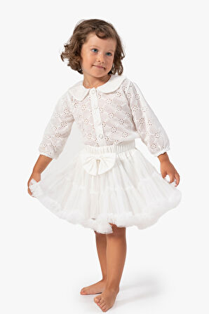 Kız Bebek Etek Kız Çocuk Etek Doğum Günü Parti Düğün Tütü Tütülü Tüllü Fiyonklu Astarlı Etek 