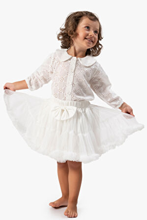 Kız Bebek Etek Kız Çocuk Etek Doğum Günü Parti Düğün Tütü Tütülü Tüllü Fiyonklu Astarlı Etek 