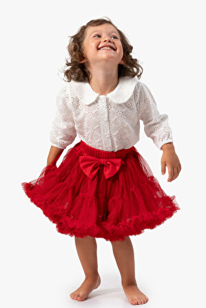 Kız Bebek Etek Kız Çocuk Etek Doğum Günü Parti Düğün Tütü Tütülü Tüllü Fiyonklu Astarlı Etek 