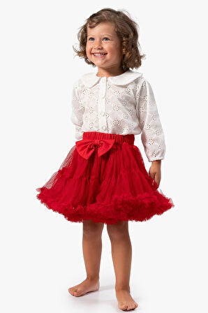 Kız Bebek Etek Kız Çocuk Etek Doğum Günü Parti Düğün Tütü Tütülü Tüllü Fiyonklu Astarlı Etek 