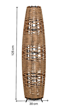 Bohem,Ahşap,Jüt,Hasır,Doğal Lambader 125*32