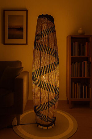 Bohem,Ahşap,Rustik,Jüt,Hasır,Doğal Lambader 125*32