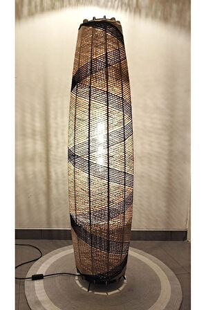 Bohem,Ahşap,Rustik,Jüt,Hasır,Doğal Lambader 125*32