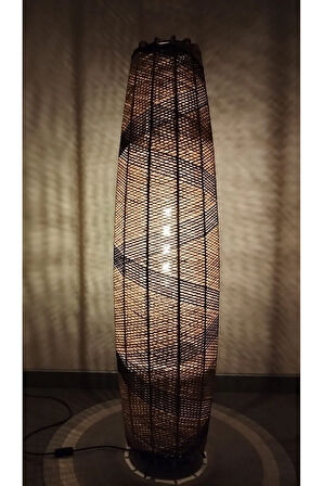 Bohem,Ahşap,Rustik,Jüt,Hasır,Doğal Lambader 125*32