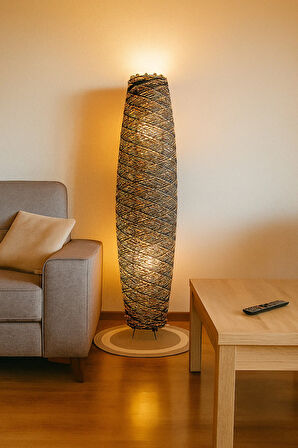 Bohem,Ahşap,Jüt,Hasır,Doğal Lambader 125*32