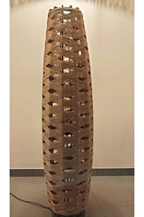 Bohem,Ahşap,Jüt,Hasır,Doğal Lambader 125*32