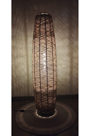 Bohem,Ahşap,Jüt,Hasır,Doğal Lambader 125*32