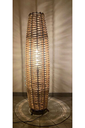 Bohem,Ahşap,Jüt,Hasır,Doğal Lambader 125*32