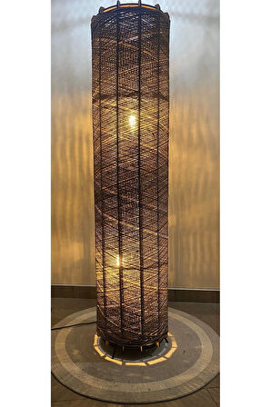 Bohem,Ahşap,Jüt,Hasır,Doğal Lambader 135*32