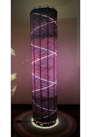 Bohem,Ahşap,Peluş,Modern,Rustik,Doğal El Yapımı Lambader 135*32