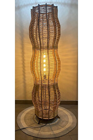 Bohem,Ahşap,Jüt,Hasır,Rustik,Modern,Doğal El YApımı Lambader 135*32