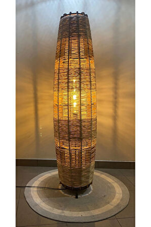 Bohem,Ahşap,Jüt,Hasır,Doğal Lambader 125*32