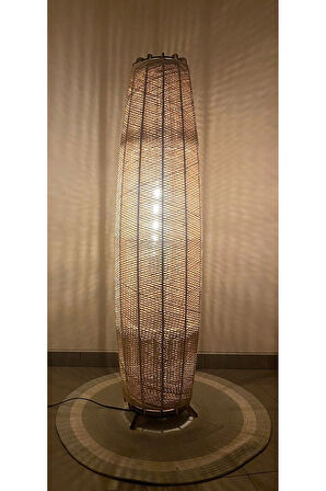 Bohem,Ahşap,Jüt,Hasır,Doğal Lambader 125*32