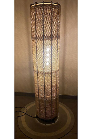 Bohem,Ahşap,Jüt,Hasır,Rustik,Doğal El Yapımı Lambader 135*32