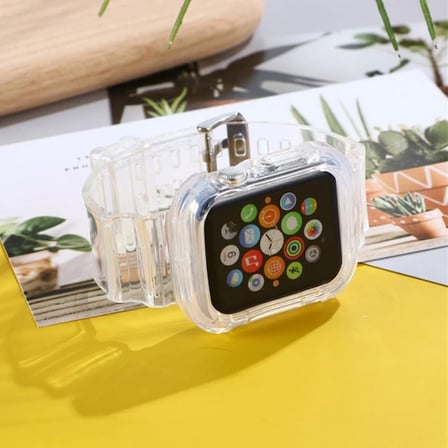 ALLY Apple Uyumlu Watch 6-SE-5-4 44mm / 3-2-1 42mm Kayış Kordon Kılıf Silikon-(5775)