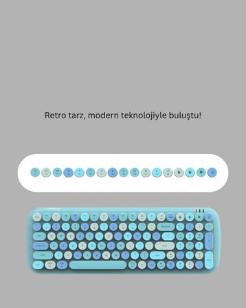 Kablosuz Retro Klavye ve Mouse Seti – 104 Tuşlu Sessiz Yazım