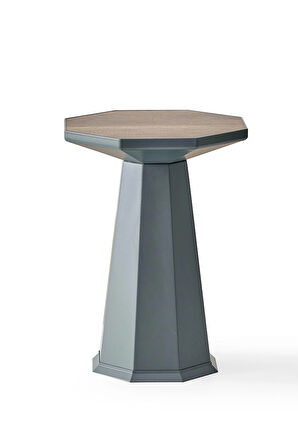 Elegance Sehpa,Tekli Sehpa,Yan Sehpa,Zigon Sehpa - Antrasit & Barok (Ceviz) Renk Tabla