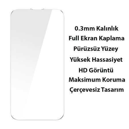 Baseus Glitter iPhone 14 6.1 Renkli Kenar Silikon Kılıf + Tempered Ekran Koruyucu Set-(5775)