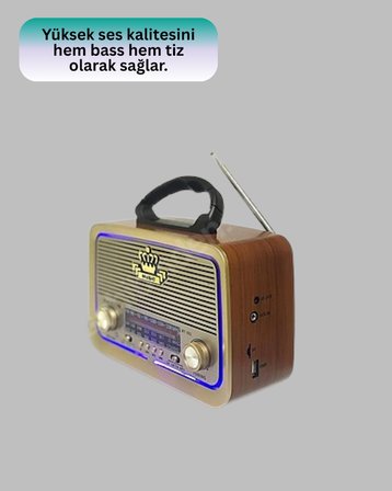 Nostalji Bluetooth Radyo FM AM SW Ahşap Eskitme Tasarım