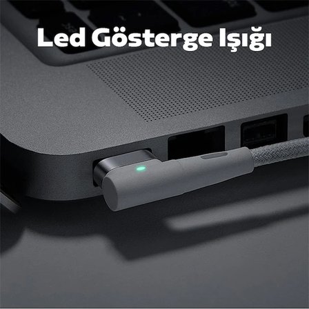 Baseus Zinc Manyetik L Uçlu 60W Macbook Hızlı Şarj Güç Kablosu 2m-(5775)