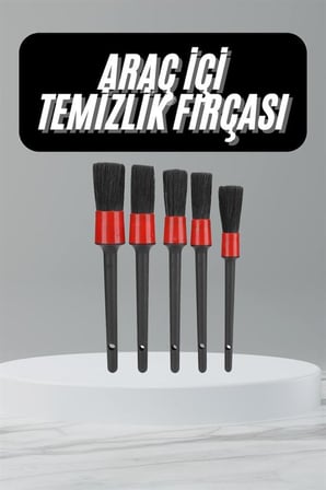 5 Adet Oto Detaylı Temizleyici Araç İçi Temizlik Fırça Seti Koltuk Döşeme Kapı Toz Alma Fırçası