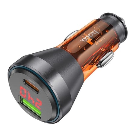 HOCO NZ12B Unimpeded PD48W USB + Type-C Araç Çakmaklık Hızlı Şarj Aleti-(5775)