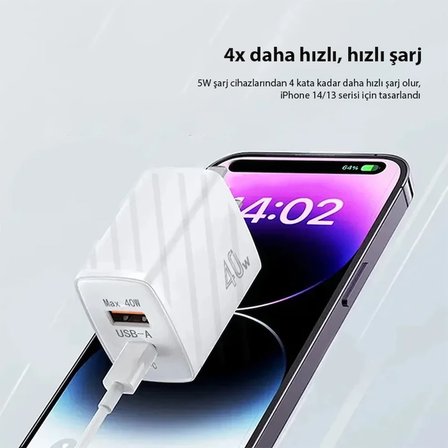 ALLY TE-PD08 40W Type-C + USB QC3.0 PD Hızlı Şarj Adaptörü Şarj Başlığı-(5775)
