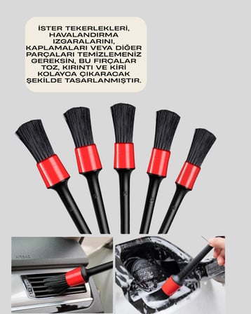 Araba Temizliği İçin 5 Parça Fırça Takımı