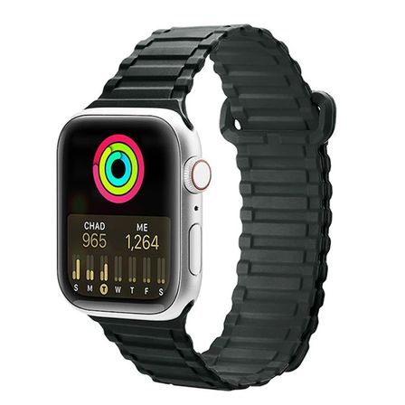 Dux Ducis Apple Watch 42/44/45MM için Manyetik Armor Silikon Kordon Kayış-(5775)