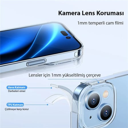 Baseus Simple Case iPhone 14 6.1 Kamera Korumalı İnce Silikon Şeffaf Kılıf-(5775)