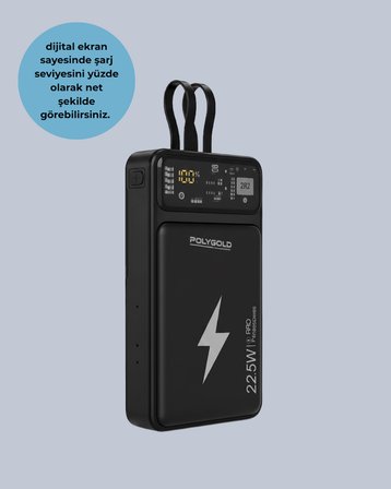 Powerbank Hızlı Şarj 10000 mAh Dahili Kablo