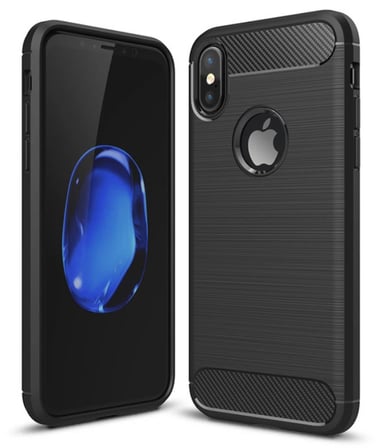 İphone XXS Dark Ultra Koruma Karbon Fiber Silikon Kılıf-(5775)