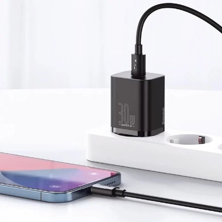 Baseus Super Si 1C 30W PD Type-C Hızlı Şarj Adaptörü - İPhone 15-14-13-12-11 Hızlı Şarj-(5775)