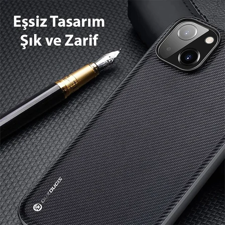 Dux Ducis Fino Serisi iPhone 14 6.1 inç Kılıf Premium Dokuma Silikon Kılıf-(5775)