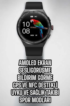Akıllı Saat Dokunmatik Ekran Sesli Görüşme ve Bildirim Görme Sağlık Takibi