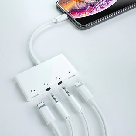 ALLY İPhone 14-13-12-11 4in1 Otg Ses Adaptörü Çift DC 3.5MM Jack-(5775)