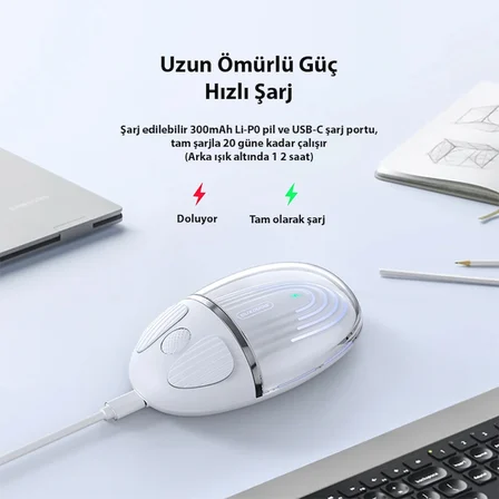 Dux Ducis CM Series Kablosuz Bluetooth 2.4GHz Şeffaf Mouse-(5775)