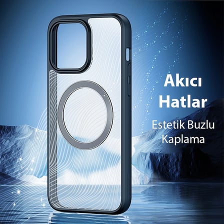 Dux Ducis iPhone 15 Pro Max Aimo Series MagSafe Premium Buzlu Sert PC-TPU Kılıf-(5775)