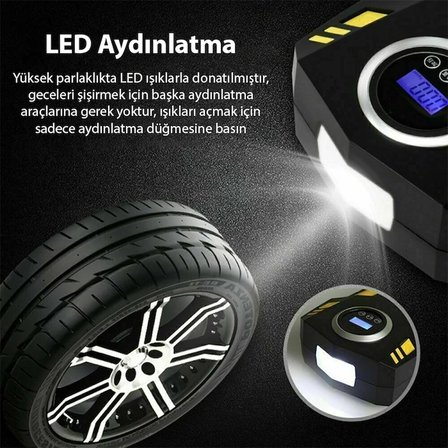 ALLY ST-5002 Dijital Basınç Göstergeli Oto Lastik Şişirme Pompası Hava Kompresörü-(5775)