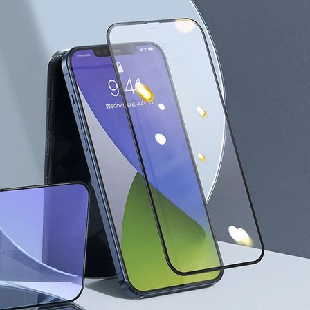 Baseus İPhone 12 Pro Max 6.7 0.3MM Full Anti Blue Light Tempered Cam Ekran Koruyucu 2Adet Set-(5775)