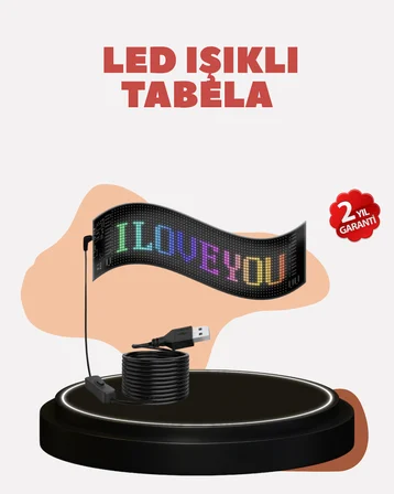 Kayan Yazı Destekli RGB LED Reklam Paneli USB ile Kolay Kurulumlu