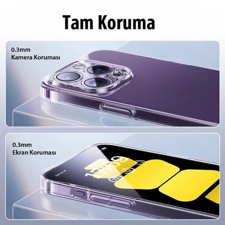 Baseus iPhone 15 Plus Lucent Serisi Ultra İnce Transparan Kılıf-(5775)