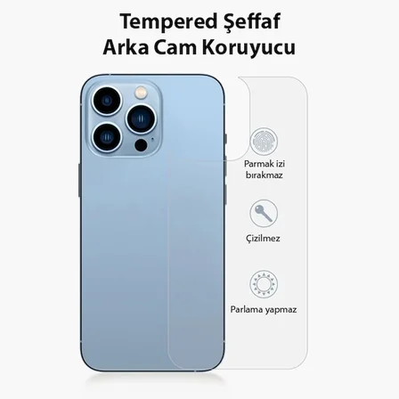 Ally iPhone 13 Pro Max 6.7 Tempered Şeffaf Arka Cam Koruyucu-(5775)