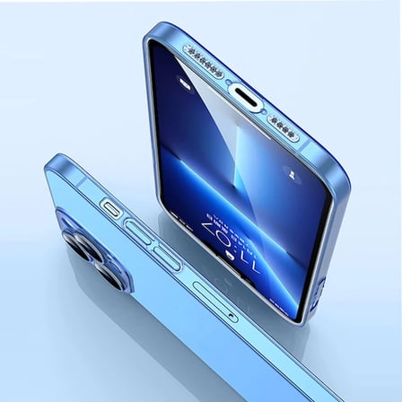 Ally iPhone 14 6.1inch Frosted Glass Şeffaf Kamera Korumalı Kılıf-(5775)