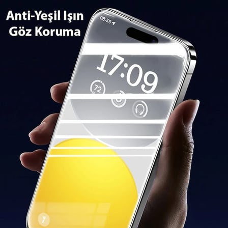 Baseus Schott iPhone 15 Pro Max Full Koruma Eye-Protection Tempered Cam Ekran Koruyucu-(5775)