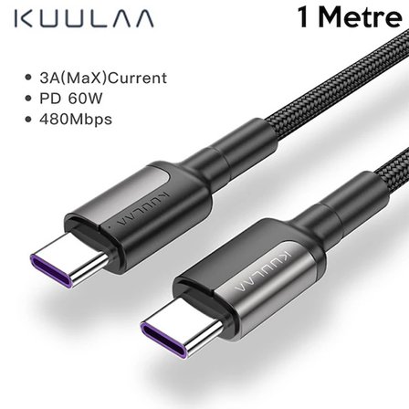 KUULAA Type C Type-C PD 60W QC4.0 Hızlı Şarj ve Data Kablosu 1Metre-(5775)