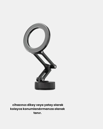 Katlanır Manyetik Araç İçi Telefon Tutucu – 360° Dönebilen MagSafe Uyumlu Güçlü Mıknatıslı Tasarım