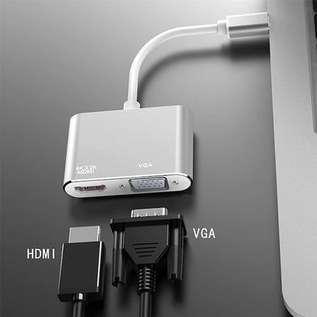 Ally Multiport Usb Type C To HDMİ+VGA HUB Çevirici Adaptör-(5775)